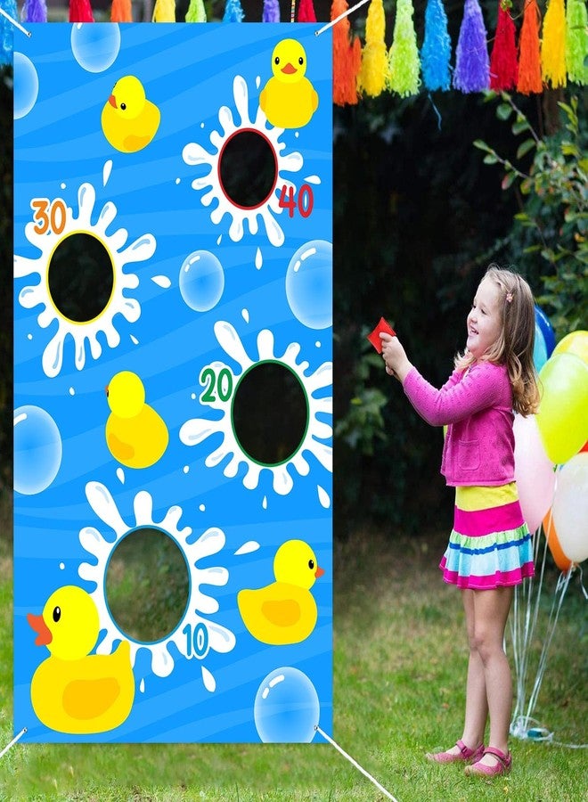 DZTRELFK Cartoon Little Yellow Duck Toss Games Banner Backdrop Animals Theme Decor Decorations for Indoor Outdoor Ducky Duck Birthday Party Supplies Favors Background Photo Booth Props - Image 5